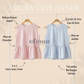 Efeme - Amora Vest Inner Peplum-Top Inner Cardigan Stripe Rompi Top Atasan Wanita Korean Style Katun