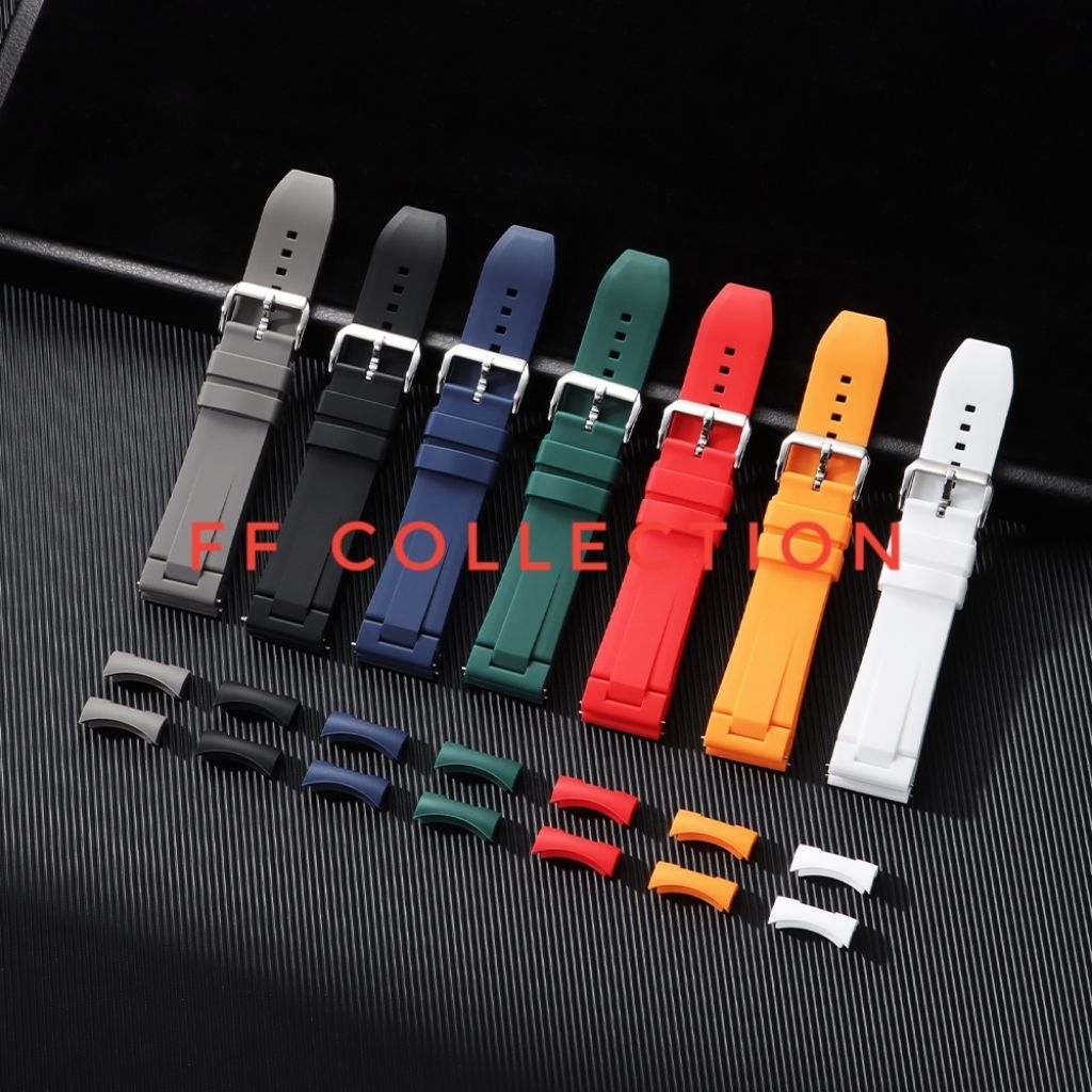 FF FKM 20MM KALEP STRAP WATCH STRAP 2 FUNCTIONS CURVED FLAT ROLEX RUBBER SILICON OMEGA