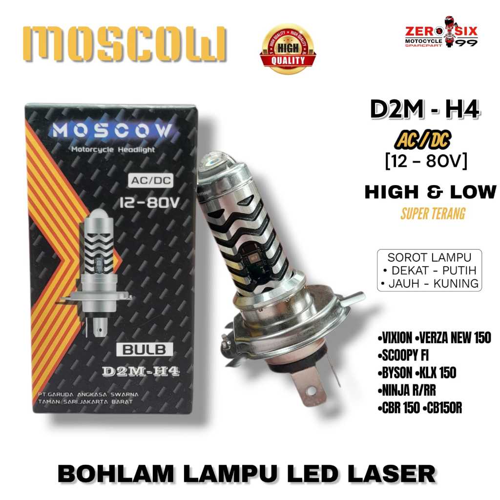 LED LASER HEADLIGHT BULB H4 - D2M AC DC SUPER BRIGHT MOTORCYCLE - VIXION, CBR150, CB150R, NINJA R / 