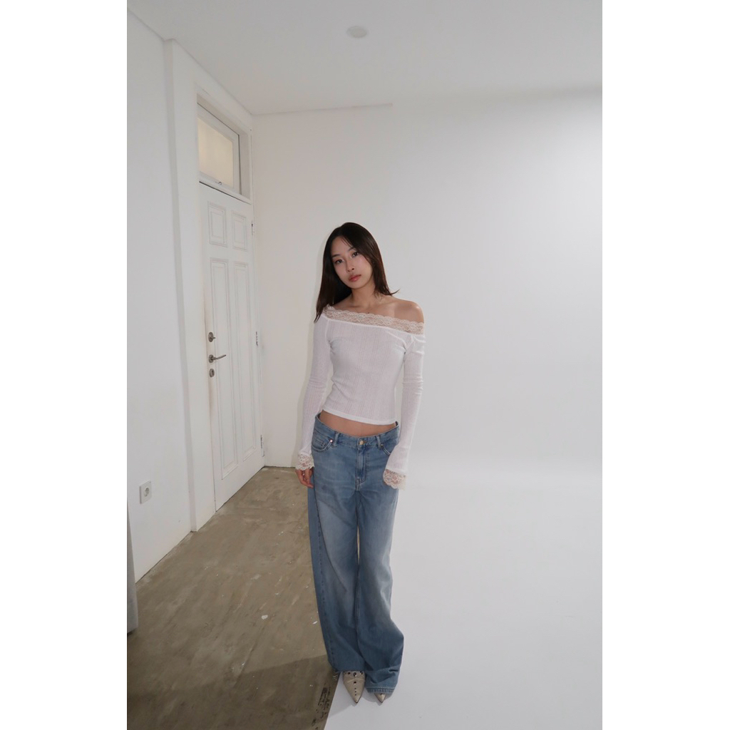 CLASSIC LACE POINTELLE | Maison Cher Longsleeves แขนยาว Pointel ลูกไม้ Coquette Basic Casual Officialo