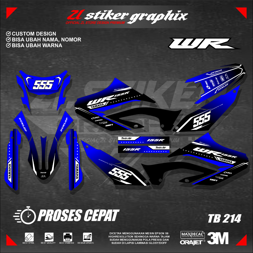 WR 155r Fullbody Motorcycle Decal Sticker สติกเกอร์พรีเมี่ยม Simple List Design รหัสใหม่ TB214
