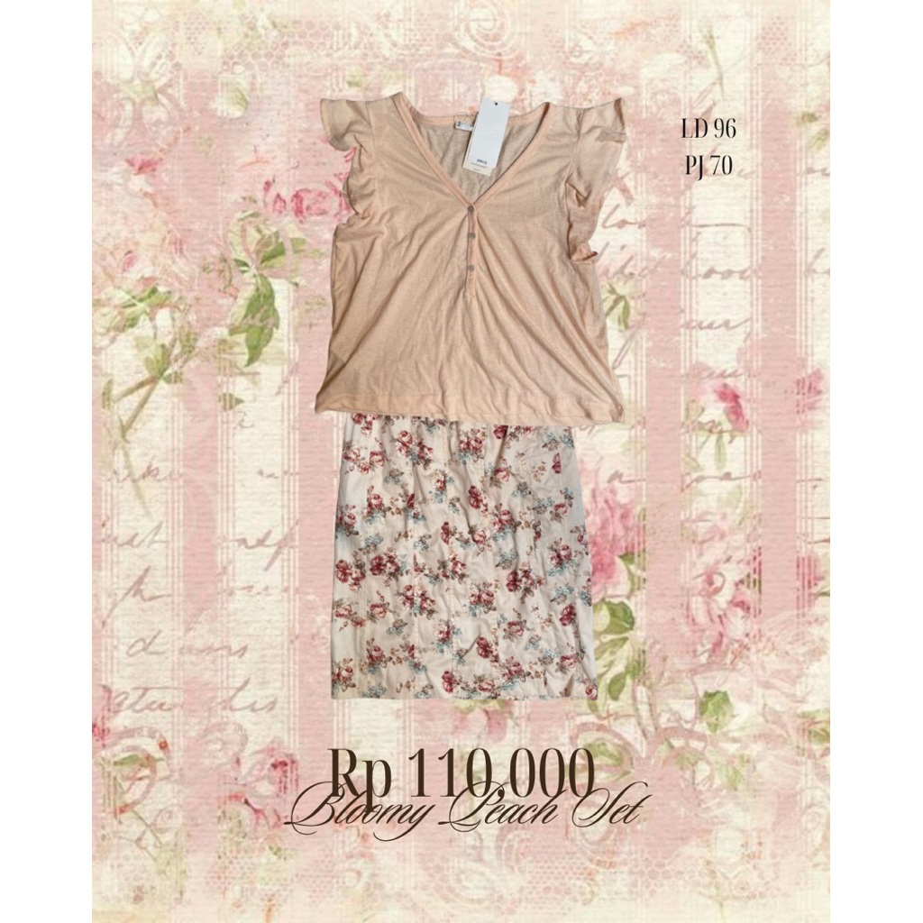 เซตพีชบลูม | Mango ruffle top flower จระเข้ใหม่ป้าย orikei igari shoujou hisekaji coquet cotage fair