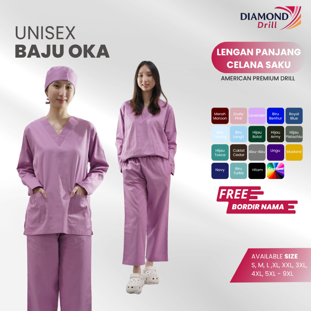 OKA SHIRT [LONG SLEEVE + Pocket Pants] / SIZE 3XL-5XL / SCRUB SHIRT / GUARD SHIRT / DRILL MATERIAL /