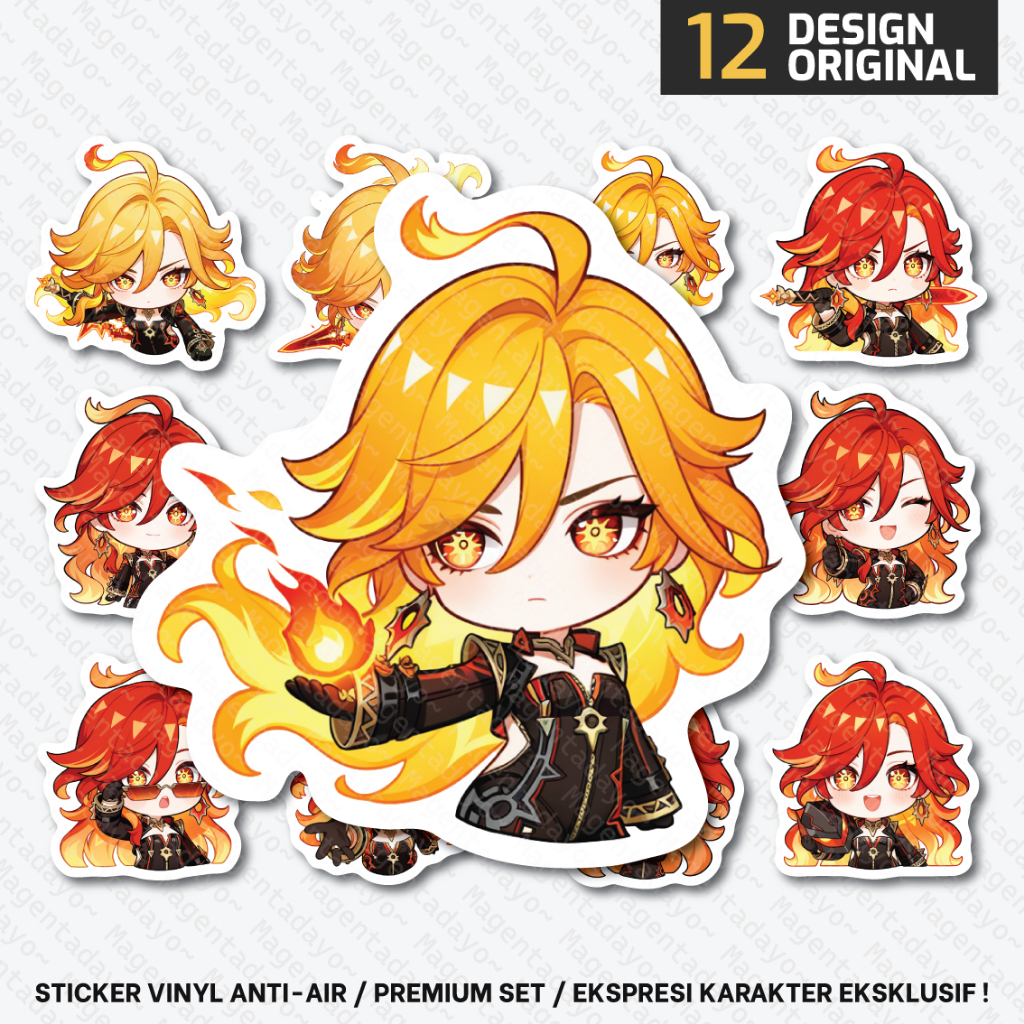 MAVUIKA Pyro Archon Genshin Impact ไวนิลสติกเกอร์กันน้ําอะนิเมะเกมชุด