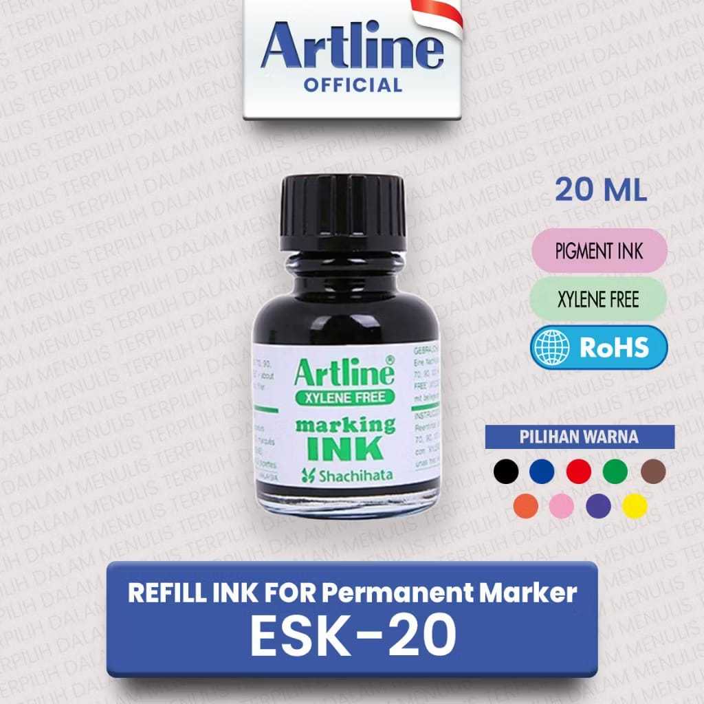 Artline ESK-20 หมึกเติมมาร์กเกอร์ถาวร – หมึกสี 20ml Xylene ฟรี