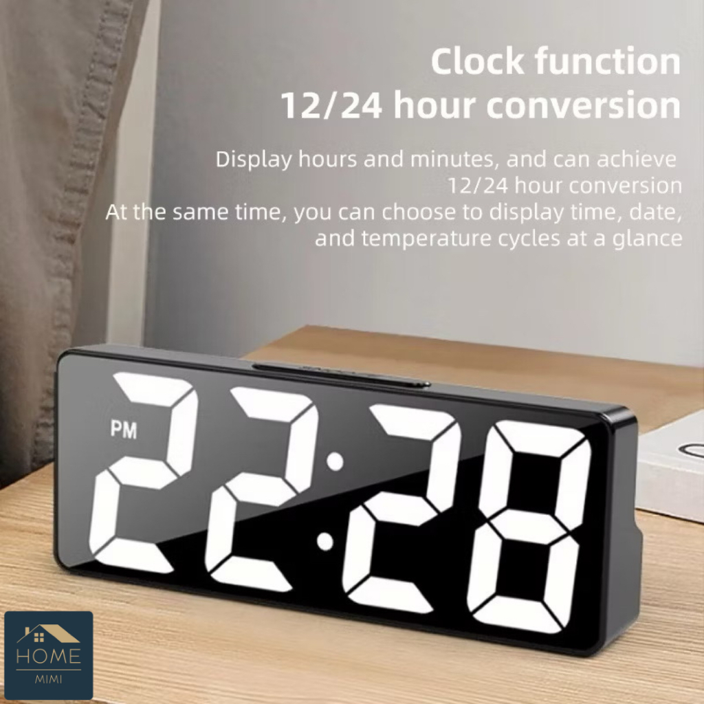 WALL MIRROR ALARM CLOCK DIGITAL TABLE LED ALARM LED MIROR TABLE CLOCK PREMIUM DIGITAL CLOCK WAKER CL