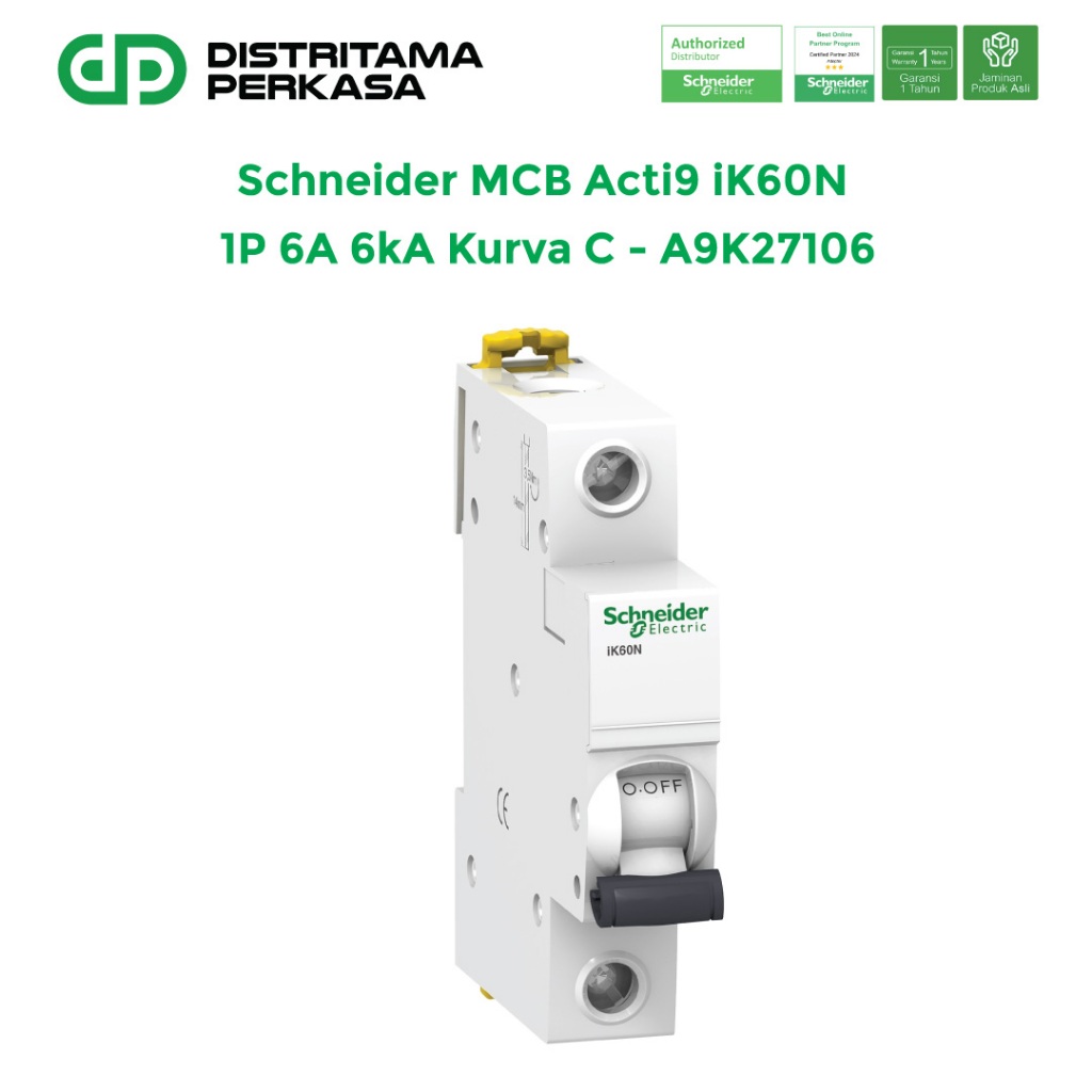 Schneider MCB Acti9 iK60N 1P 6A 6kA Kurva C - A9K27106