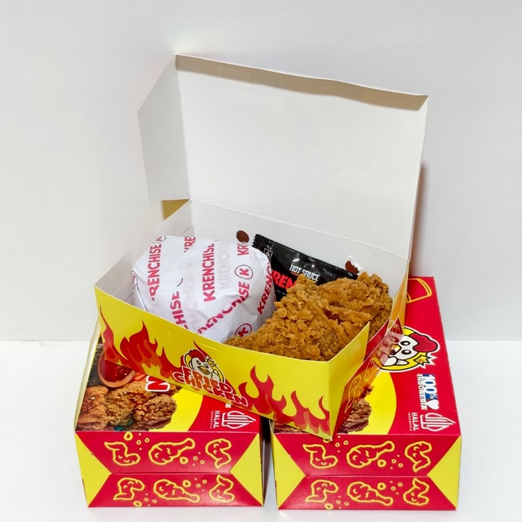 กล่องไก่ทอด 100 ชิ้น (KFC M) กล่องข้าวกระดาษ KFC กล่องข้าวไก่ทอดงาช้าง กล่องอาหาร (KFC M 100)