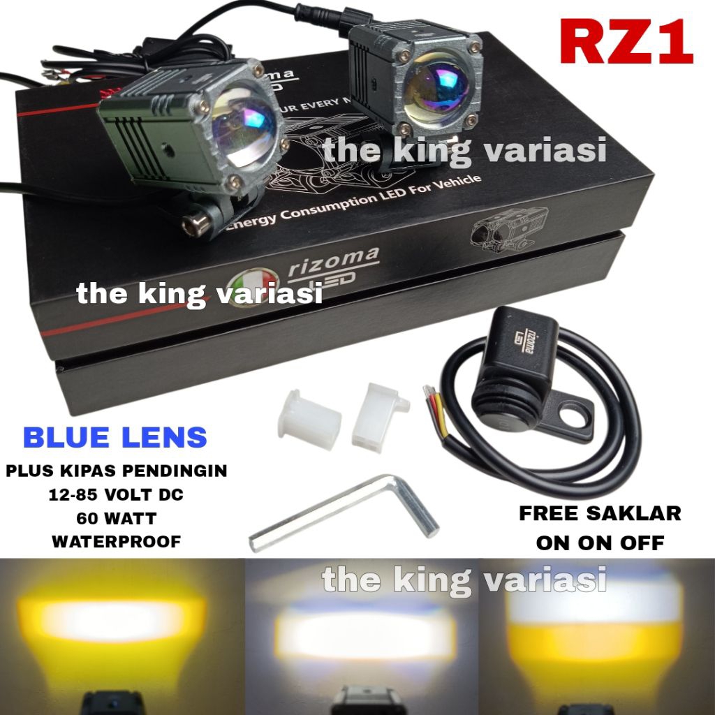 CAHAYA RZ1 เลนส์สีฟ้า RIZOMA LED SPOTLIGHT SUPER BRIGHT ไฟสีเหลืองสีขาว MOTORCYCLE และรถ SPOTLIGHT R