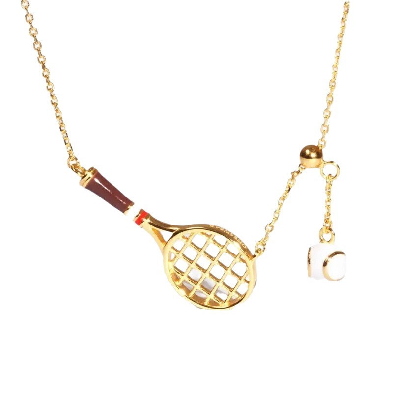ไม้เทนนิส Padel สร้อยคอทองแดงจี้ Gold-plated / สร้อยคอไม้เทนนิส Padel