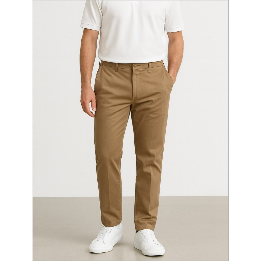 UNIQLO MEN SLIM FIT TAPERED ANKLE CHINO PANTS - KHAKI (34-35)