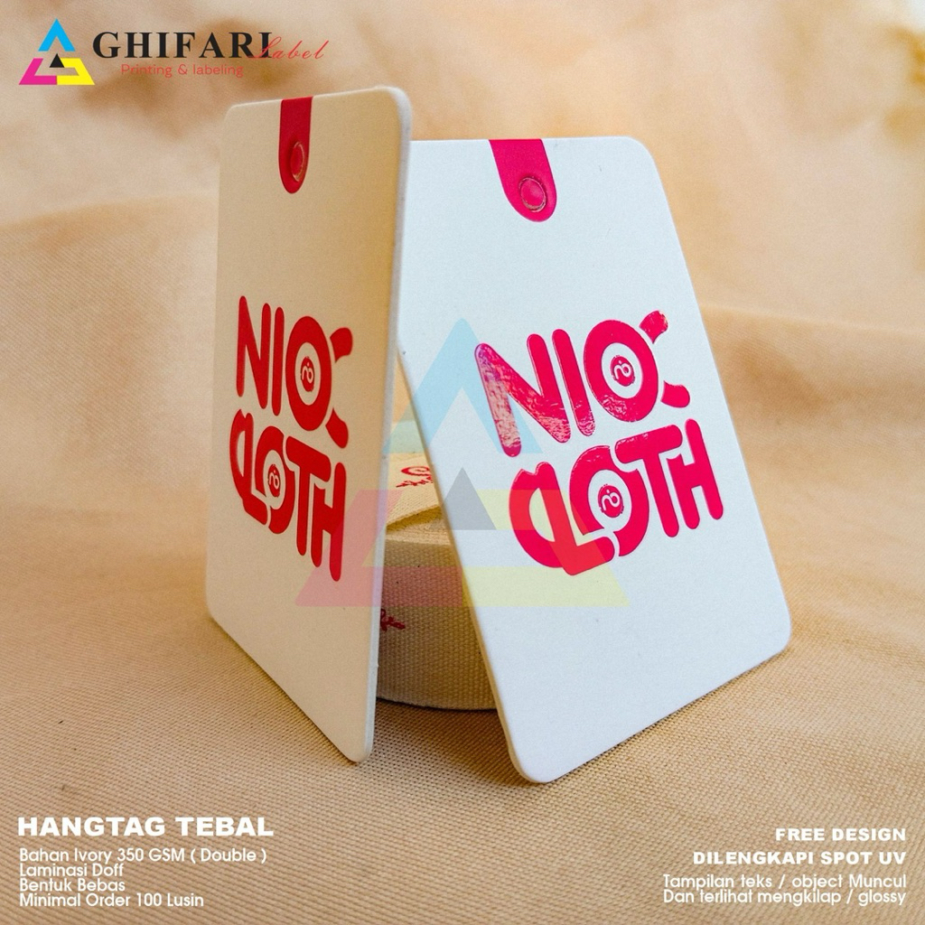 Glossy UV Spot Hangtag พรีเมี่ยม Hangtag 700gsm (6,000 ชิ้น)
