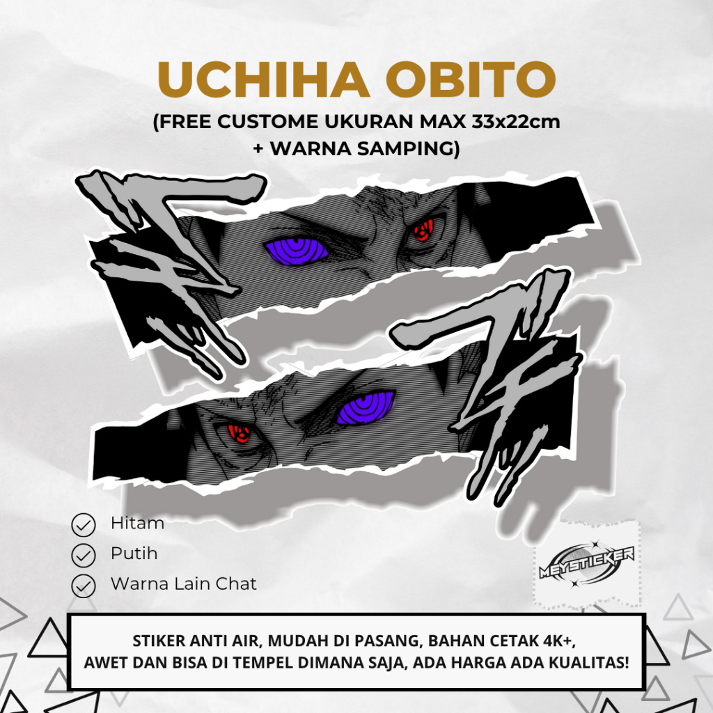 MATA Universal Peeler Sticker All Type Motor Print Cut Anime Eye Sticker Uchiha Obito Model 2
