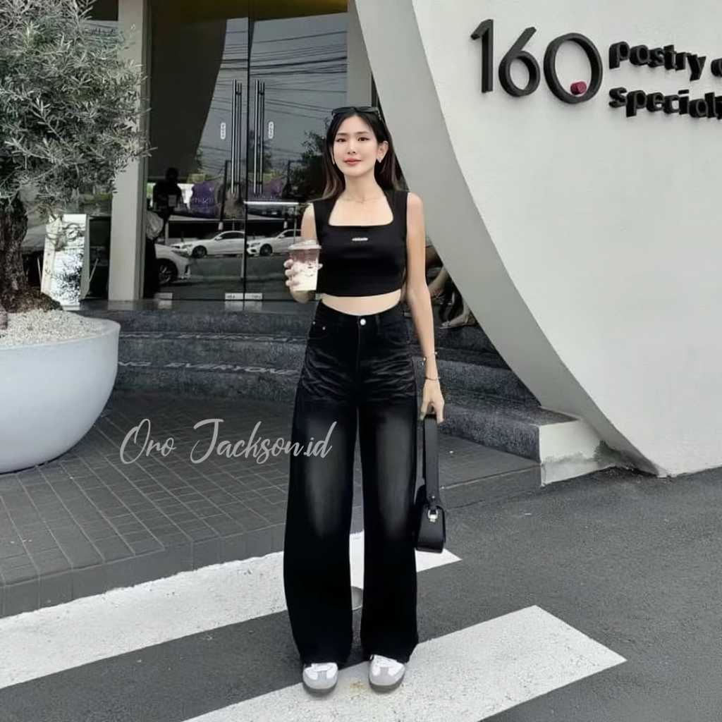 Highwaist Baggy Jeans Unisex Hangover Oversize Baggy Loose Weekend KOREAN BAGGY STRAIGHT JEANS สําหร