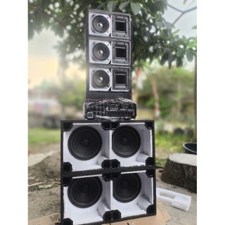 paket siap bunyiminiatur double sub 8 inch planar, plus line aray 4 inch dan amplifer