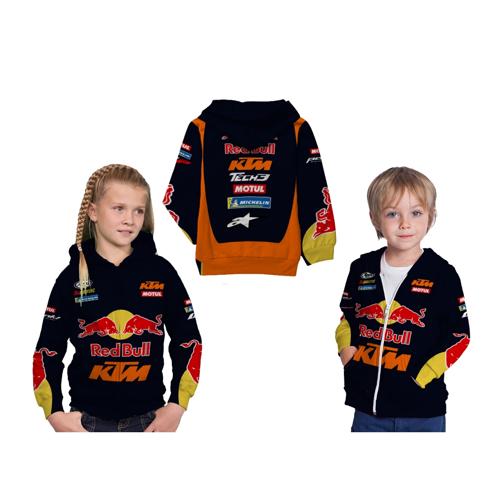 RED BULL KTM FACTORY RACING 2025 MotoGP Custom Full Print เสื้อแจ็คเก็ตมีฮู้ดซิปสําหรับเด็ก