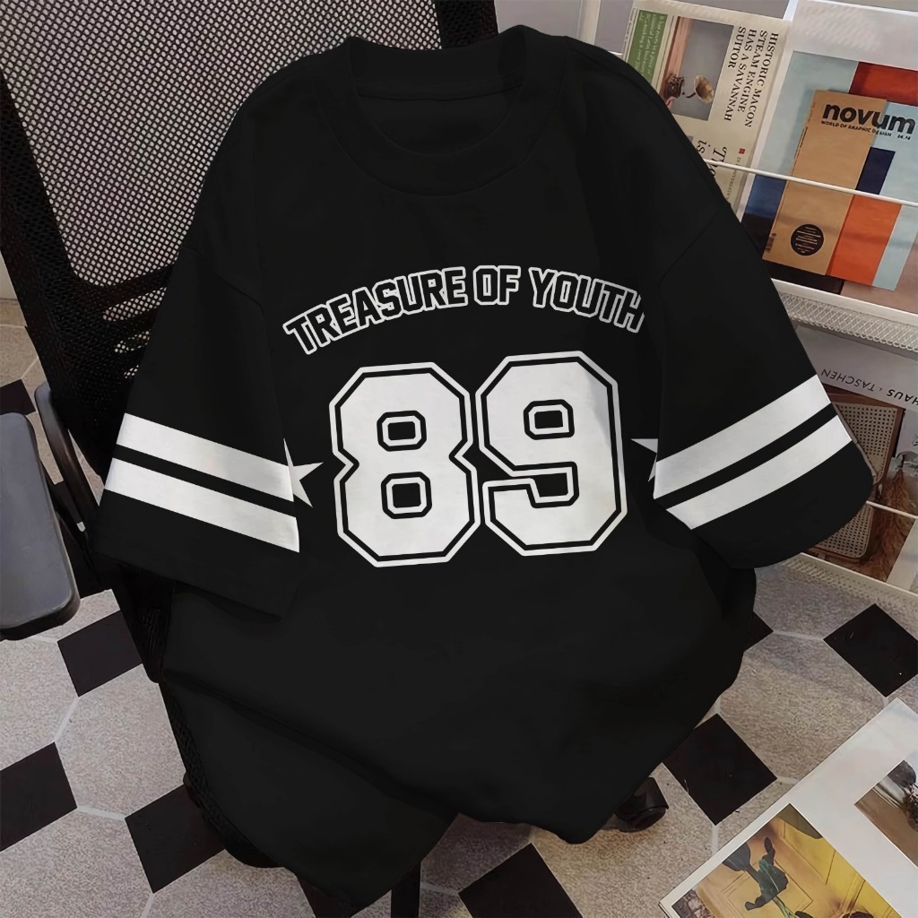 เสื้อยืด OVERSIZE Jersey TREASURE OF YOUTH 89 Baggy Tee ผ้าฝ้าย Unisex Combed 24s BL B1552
