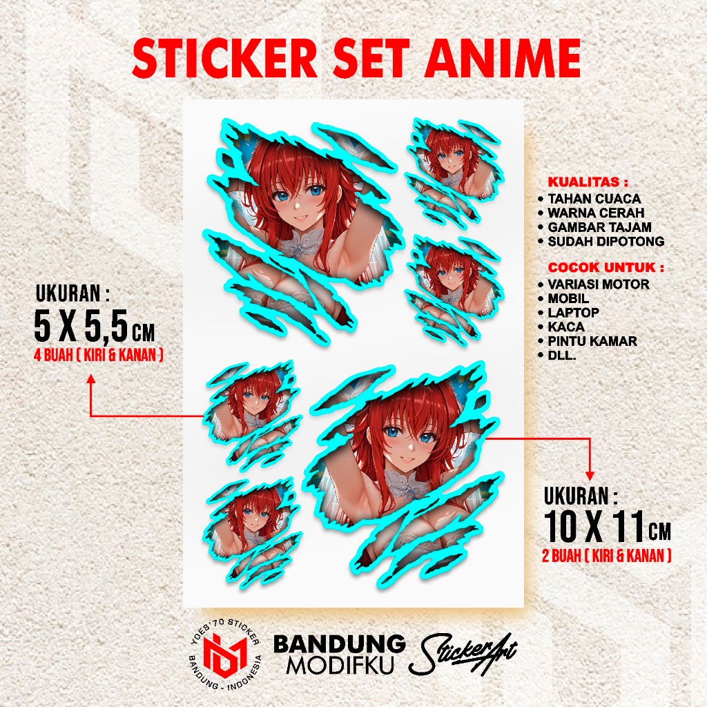 UNIVERSAL ANIME STICKER SET / ANIME SET 27 / HELMET STICKER - MOTORCYCLE - CAR - LAPTOP - BIKE / ETC