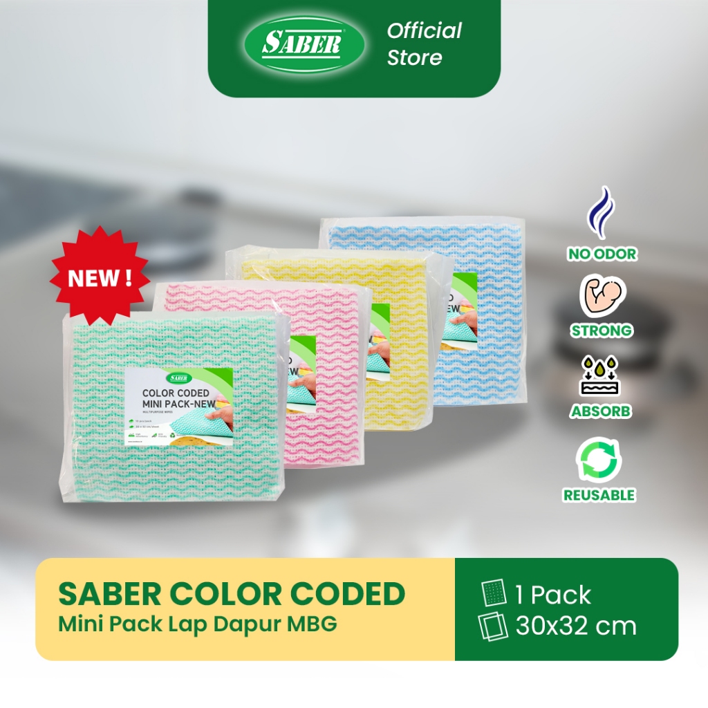 SABER Color Code Wipes NEW Mini Pack Kitchen Cloth MBG
