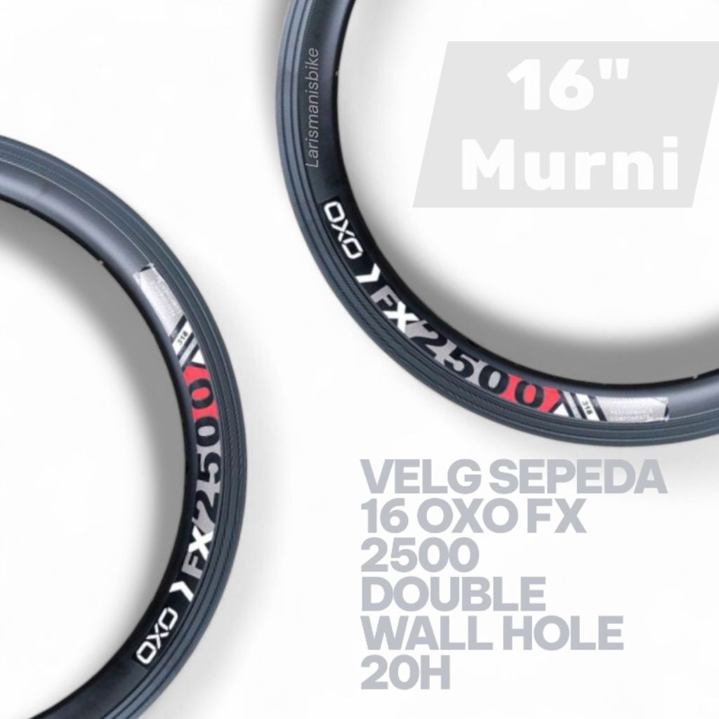 OXO BICYCLE RIMS 16 PURE FX 2500 DOUBLE WALL HOLE 20H RIMS RIM สีดําโลหะผสมต้นฉบับ