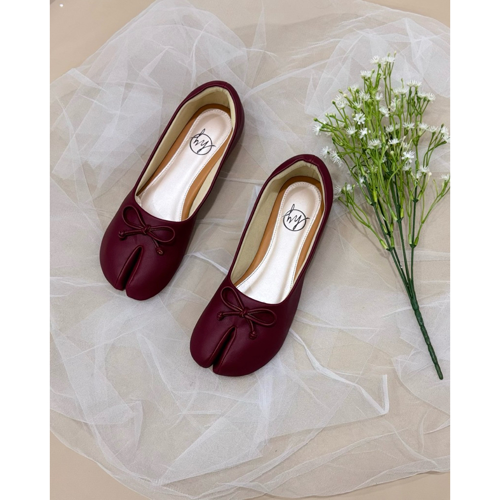 Hy_shoes Kyomi Tabi Flatshoes Burgundy