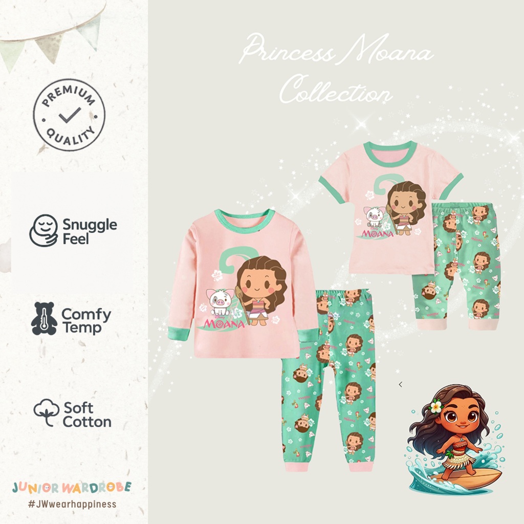 [JW SLEEPWEAR] 6m-13T Premium Cotton Princess Moana | ชุดชุดนอนเด็กผู้หญิง