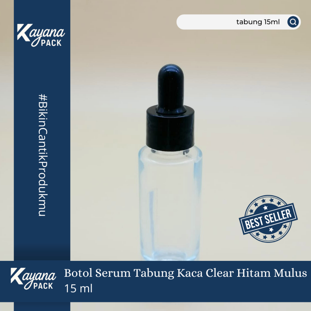 ขวดเซรั่มหลอดใส 15ML พร้อมแหวนสีดํา SMOOTH / UNIQUE 15ML PIPETTE BOTTLE (15ML TUBE)