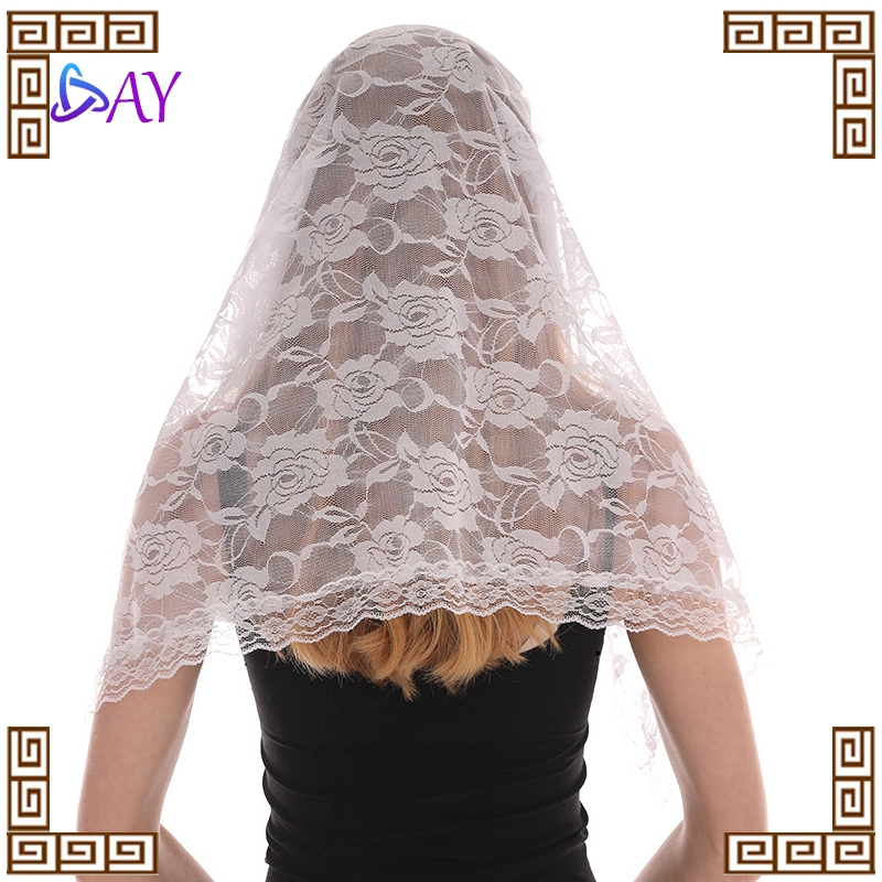 Mantilla คาทอลิก Veil - Mass Veil & Lace Praying Veil, Single Layer Short Veil สําหรับโบสถ์บูชาและเห