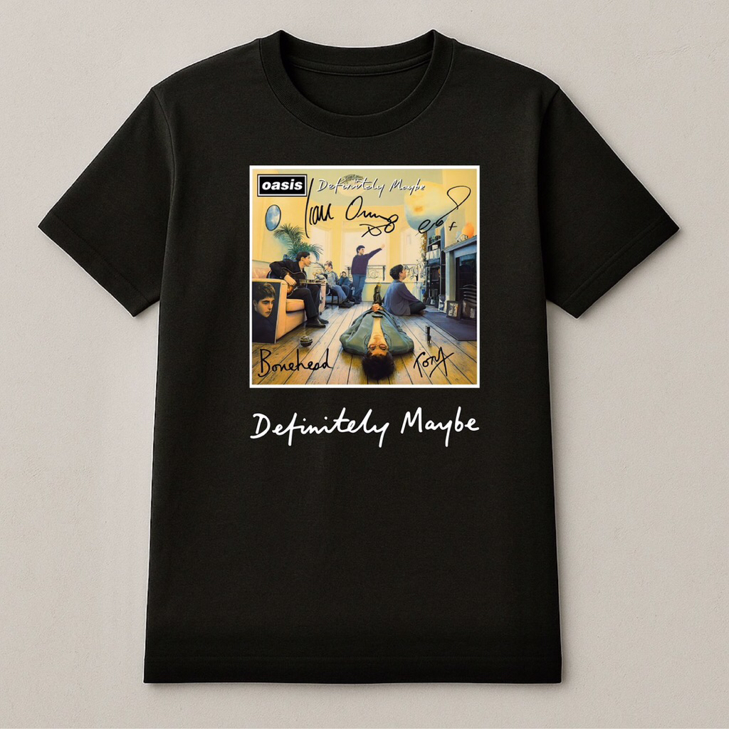 OASIS เสื้อยืด - DEFINITELY MAYBE, Premium Tshirt oasis เสื้อยืดวง Oasis / อย่ามองหลังใน aanger ไซส์