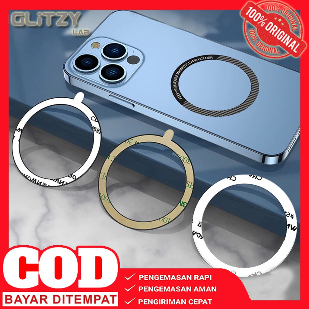 แผ่นแหวนแม่เหล็กแม่เหล็กสากลชาร์จสติกเกอร์ไร้สาย Magsafe แหวนโลหะ AH123 Glitzy