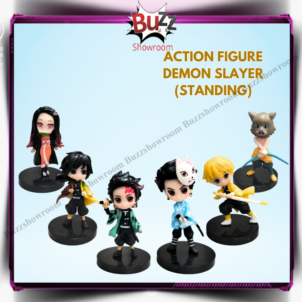 Action Figure Mini Demon Slayer Kimetsu No Yaiba Tanjiro Nezuko Zenitsu Inosuke Giyu Kimetsu Kitsune