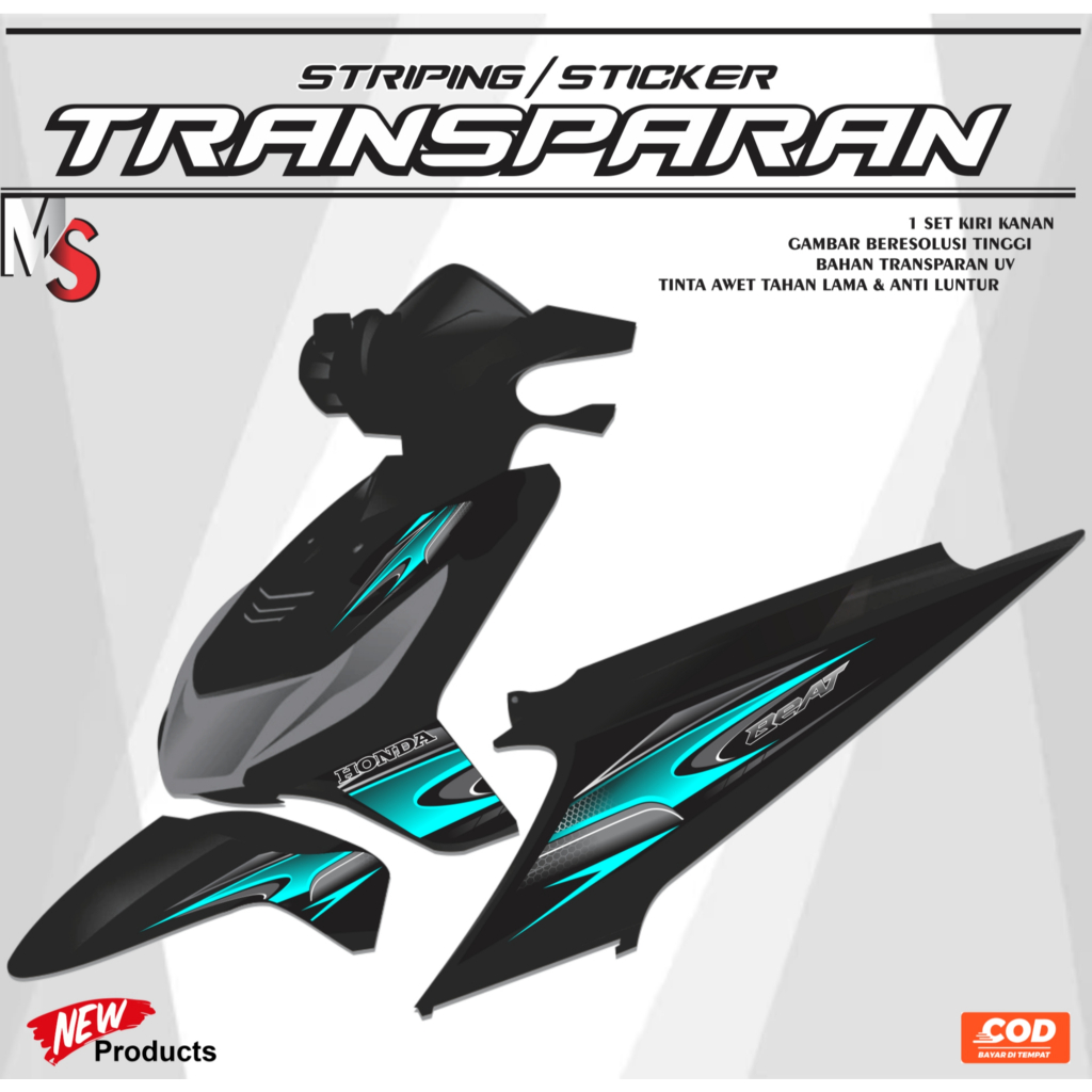 TRANSPARENT STRIPING BEAT OLD/CARBU สติ๊กเกอร์หลากหลาย SIMPLE MOTIF MS015