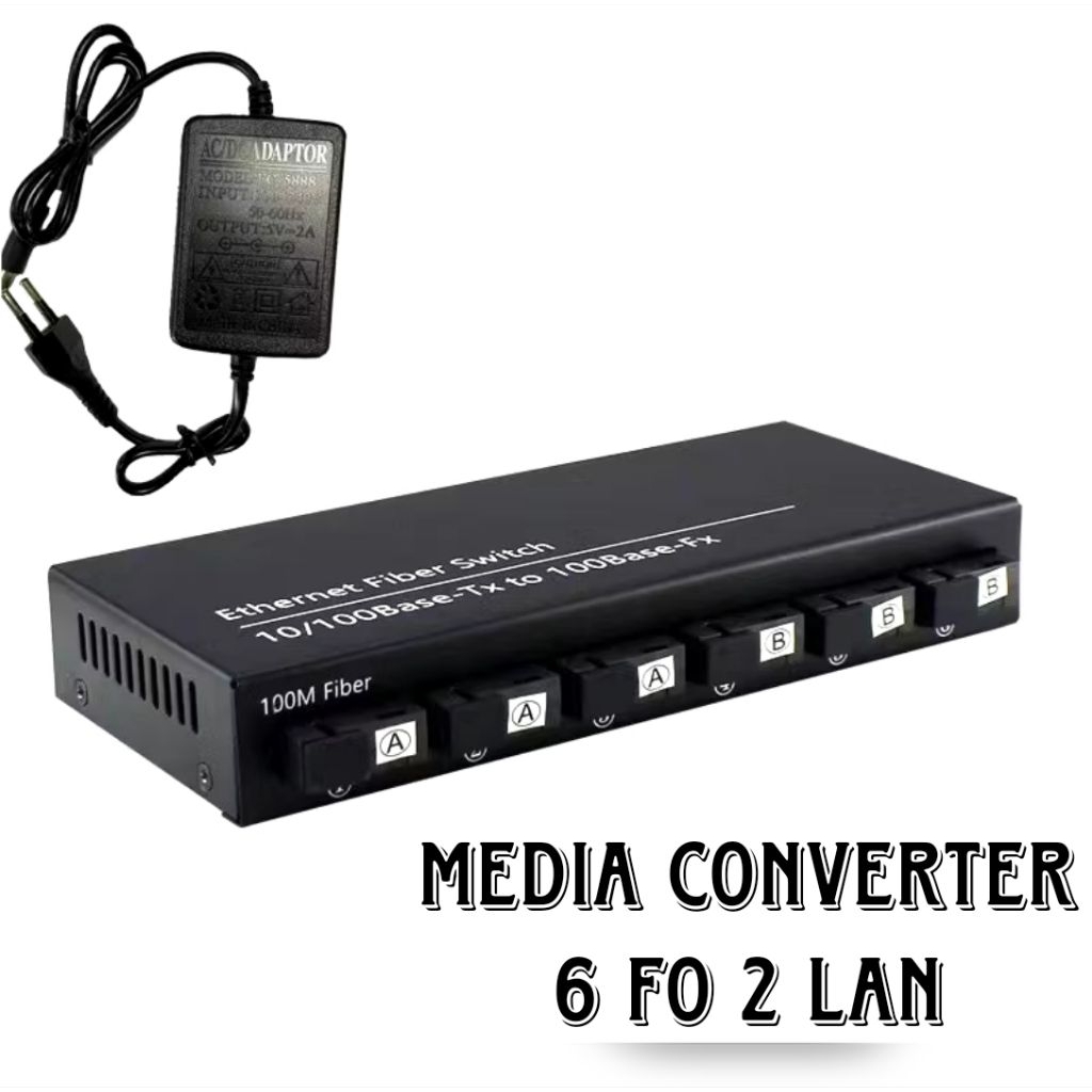 MEDIA CONVERTER 6 FO 2 LAN FULL BODY ETHERNET FIBER SWITCH 6 PORT FO 2 PORT LAN