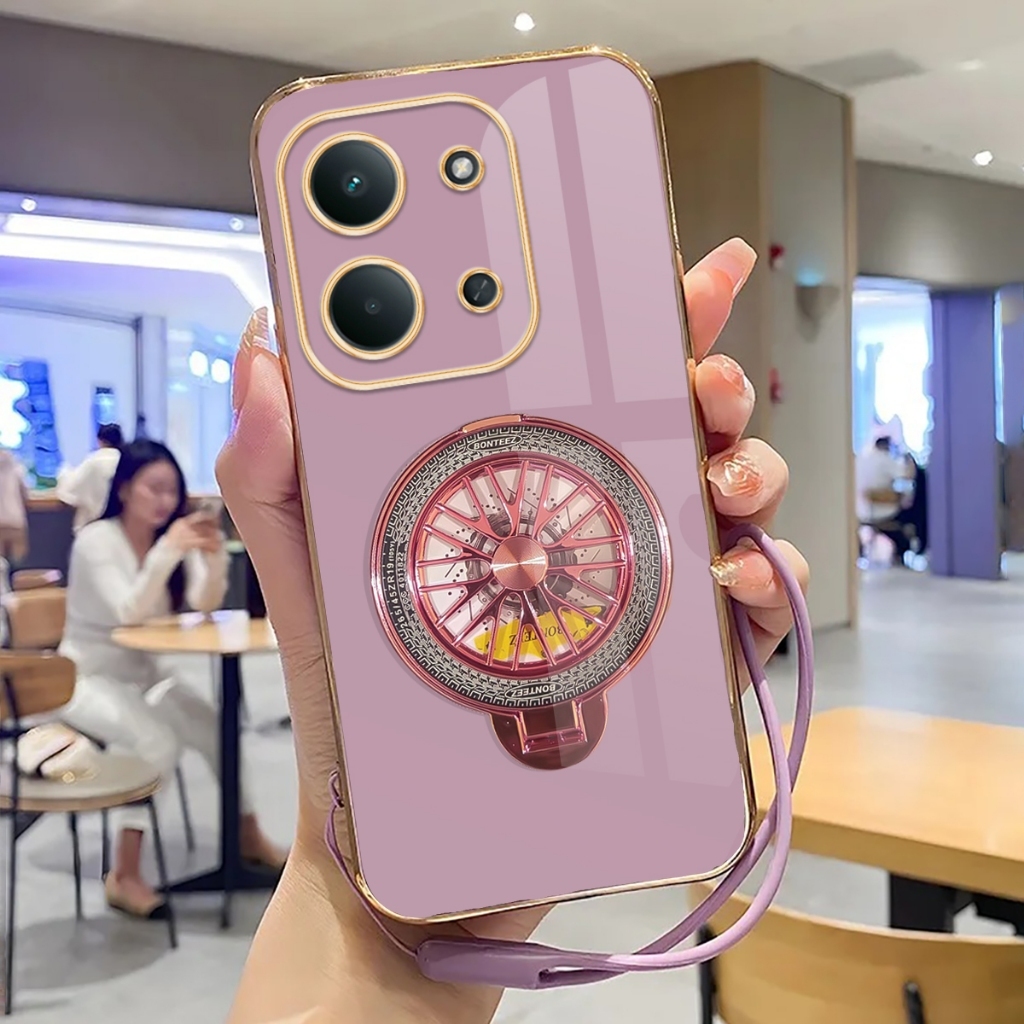 Poco C85 4G Soft Case Stand Holder Ring Fun Silicone Luxury Plating