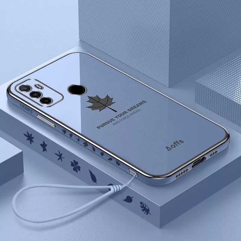 Samsung A03S / A02S Softcase Maple Silicone Plating Leaf Motif Free Strap