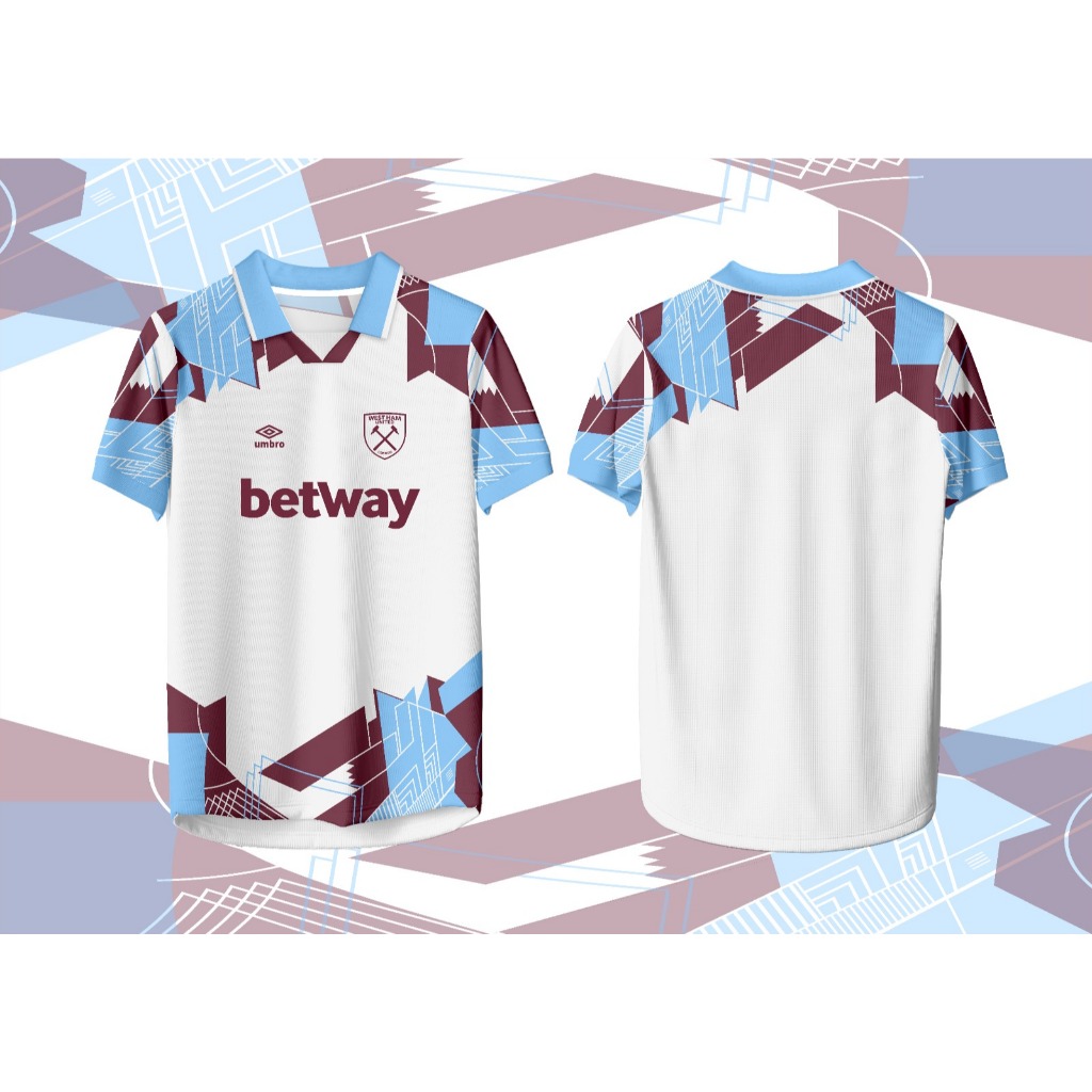 FIGT-VINTAGE WESTHAM JERSEY//RETRO JERSEY// FANTASY JERSEY//FOOTBALL JERSEY/FULLPRINTING JERSEY ฟรี NICKNAME