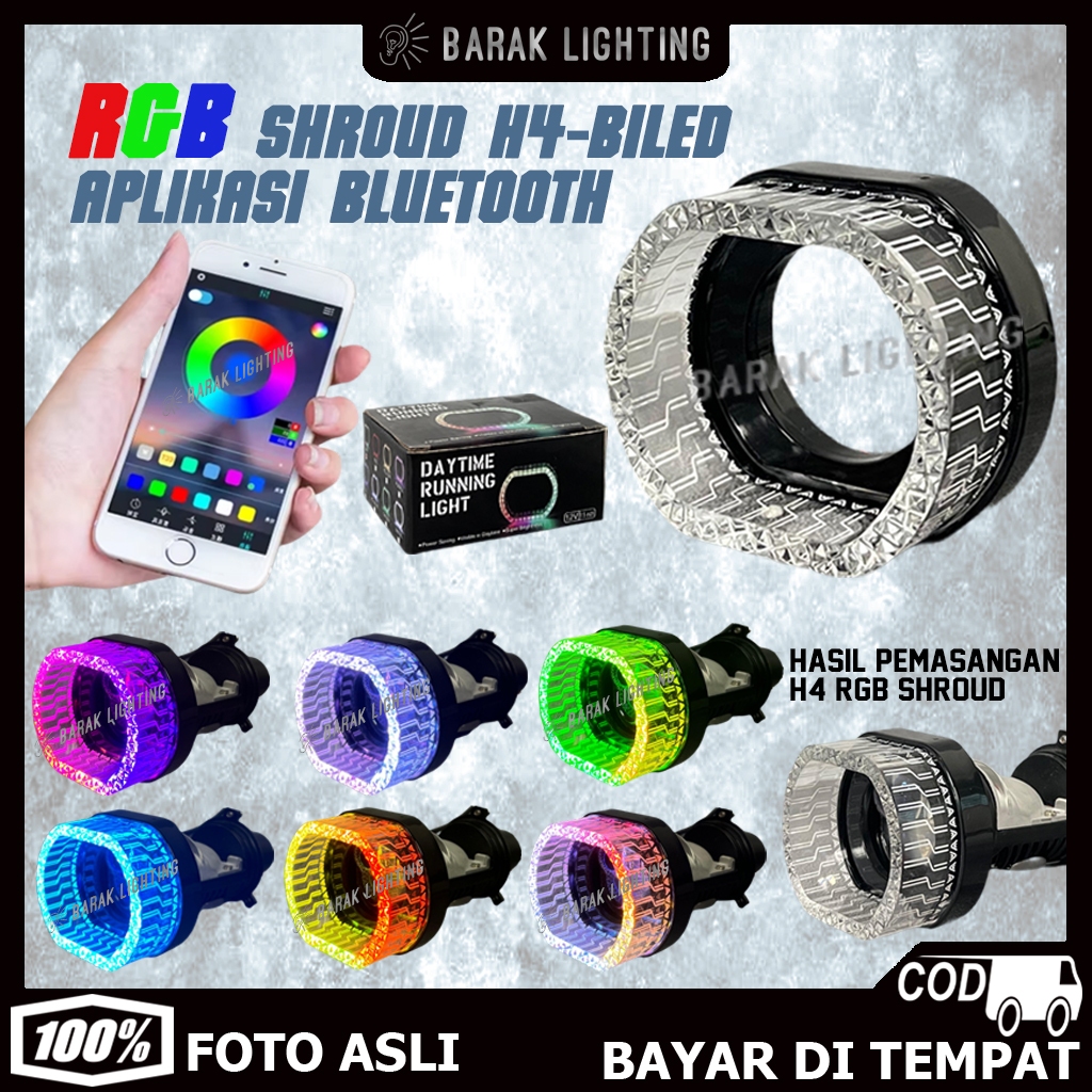 Shroud RGB Crystal H4 Mini Biled Bluetooth Application Shroud Mini Bilded h4