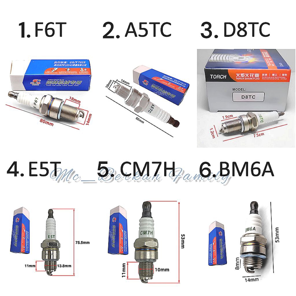 MESIN F6T A5TC D8TC E5T CM7H BM6A หัวเทียนสําหรับรถจักรยานยนต์ เลื่อยยนต์ เครื่องตัดหญ้า เครื่องดับเ
