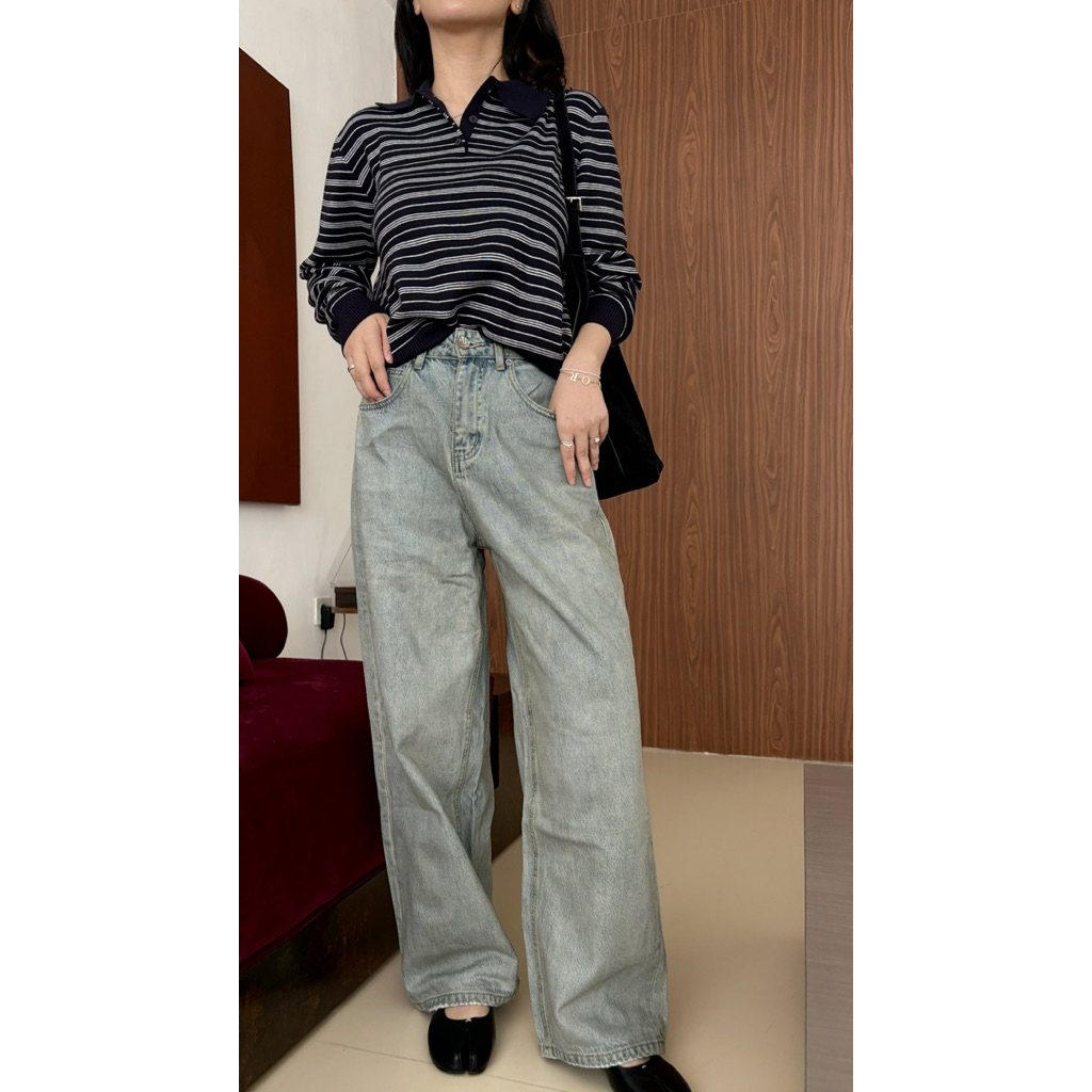 HERSPOT - กางเกงยีนส์ Vintage Wide