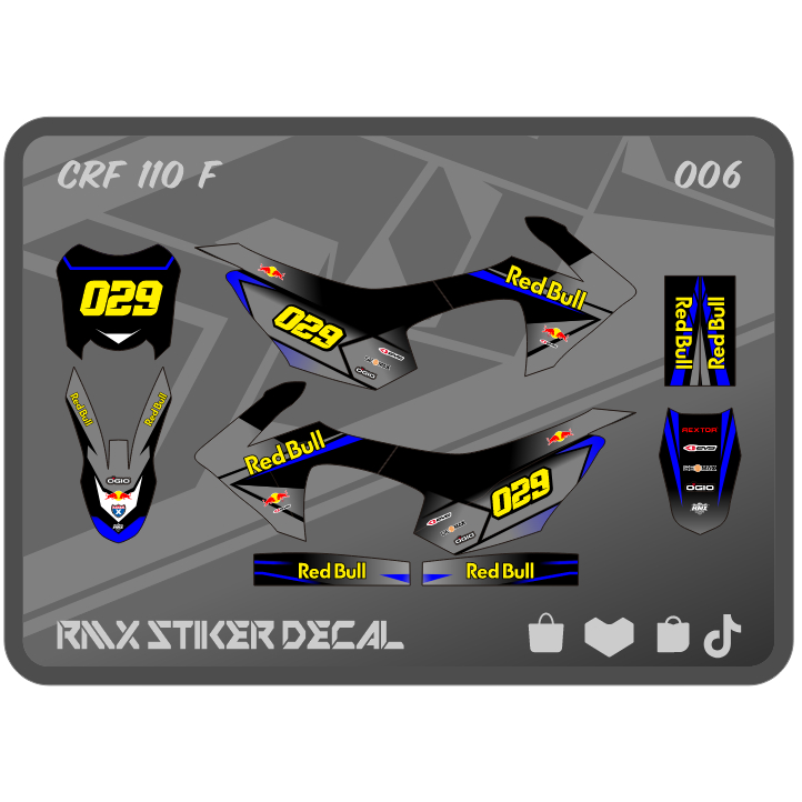 STABILO MERAH HIJAU CRF 110 FULLBODY STICKER (006) สติ๊กเกอร์ DECAL DECAL 110F MINI TRAIL MINITRAIL 