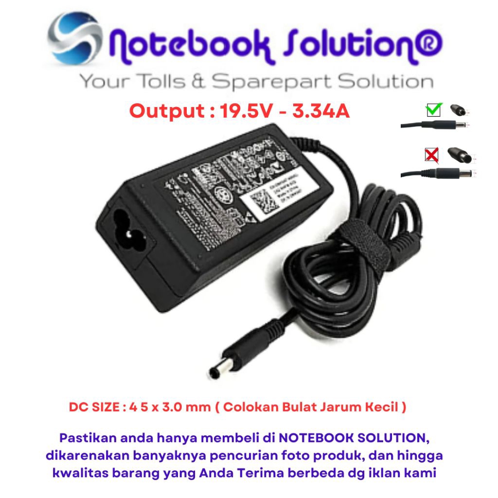 Dell Vostro 3580 Latitude 3420 Inspiron 15 5558 3558 3551 3652 5551 5559 7568 P28E P57G 19.5V 3.34A 