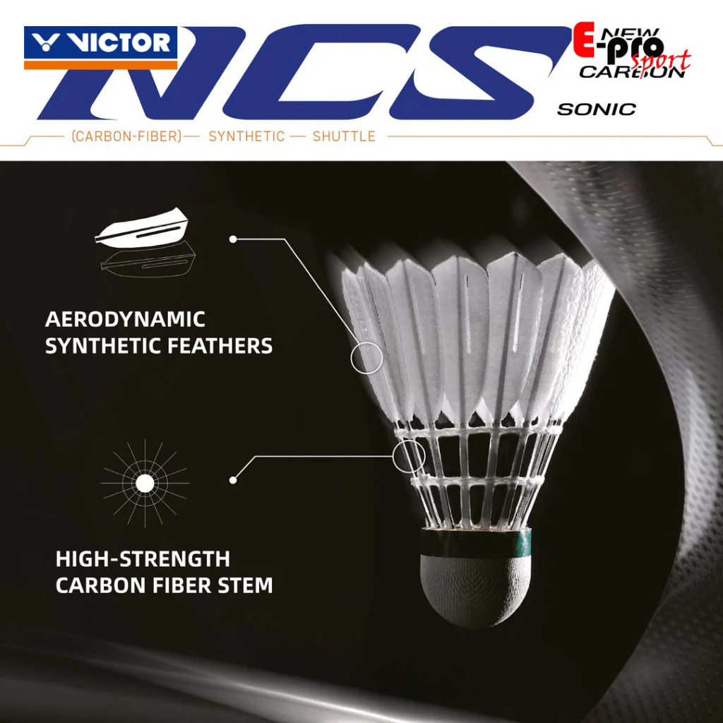 ลูกขนไก่แบดมินตัน Victor NCS / ลูกขนไก่ CarbonSonic ใหม่ NCS 2025 (6 และ 12 ชิ้น) เดิม