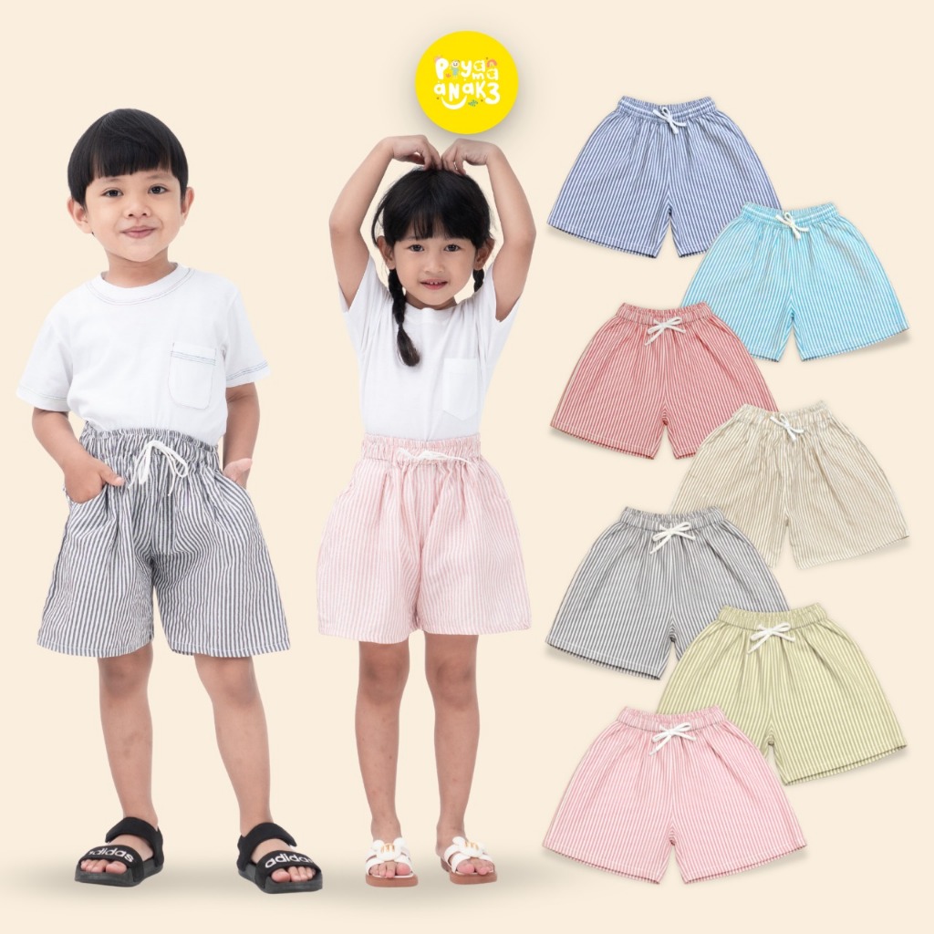 กางเกงขาสั้นลายทางสําหรับ BOYS AND GIRLS 1-8 ปี