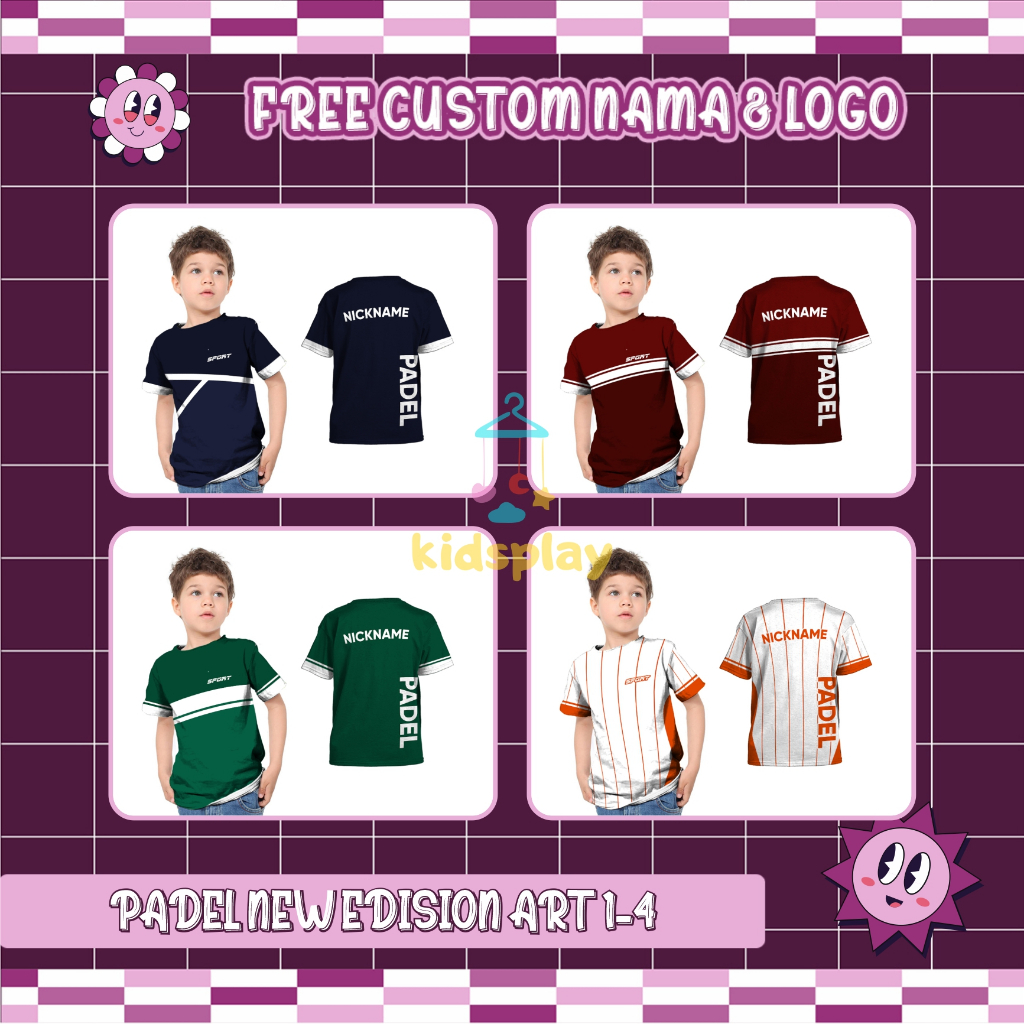 New Art Tennis Padel Kids Sports Jersey 1-4 Free Custom Name & Design Full Print