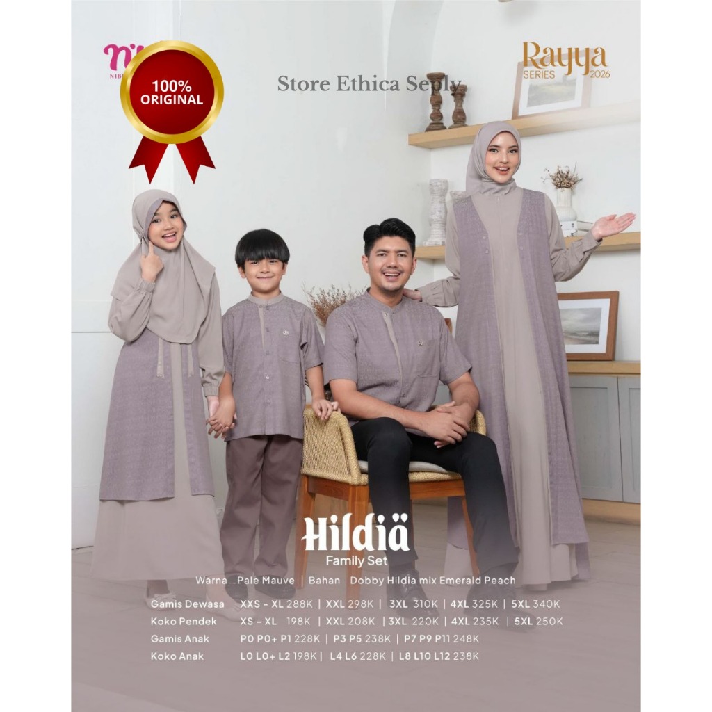 Nibras Hilya Series Pale Mauve Family Sarimbit Dress
