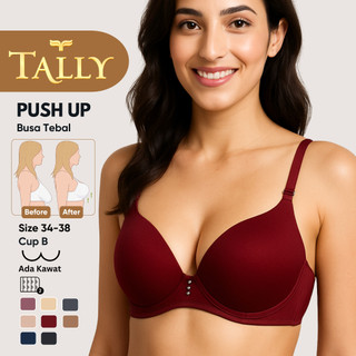 TALLY Bra Ada Kawat Busa Tebal Bahan Nilon Cup B Kait 2 Push Up Bra Breathable BH 8819