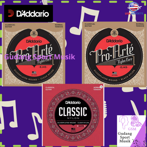 Daddario สายกีต้าร์คลาสสิกไนลอน EJ45 EJ49 EJ27N | Pro-Arte & Student Series นําเข้าสหรัฐอเมริกา