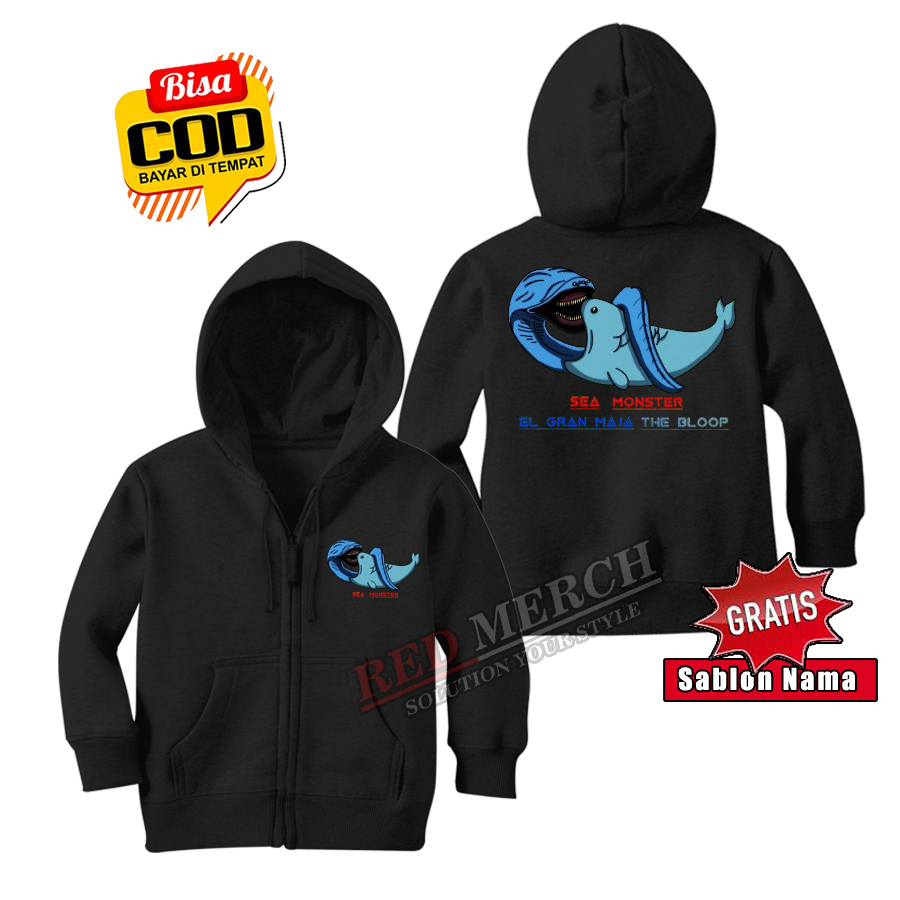 Sea monsters el grand maja the bloop เสื้อแจ็คเก็ตมีฮู้ดมีซิปสําหรับเด็ก