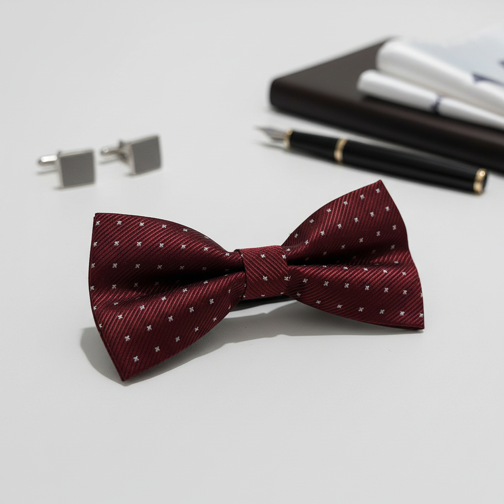 MERAH Dancus - Bow Tie Mens Elegant Official Look BowTie Red Dotted KP09