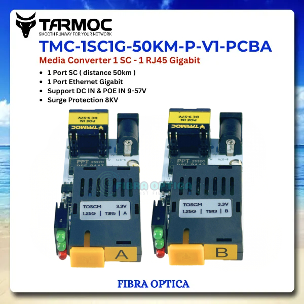 Tarmoc TMC-1SC1G-50KM-P-V1-PCBA | ตัวแปลงสื่อ HTB GS03 50km 1 FO 1 LAN / 1FO 1LAN | 1SC 1LAN / 1 SC 